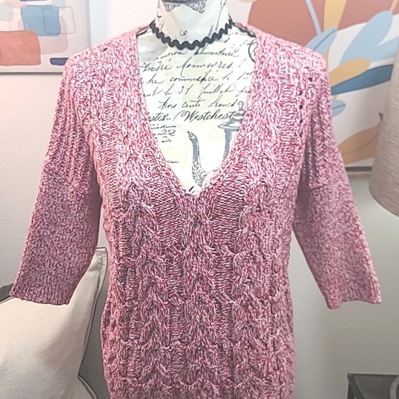 Express V Neck hi low Chunky knit sweater - Picture 2 of 8